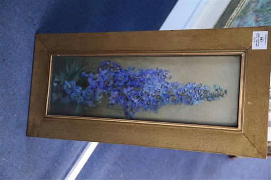 James Valentine Jelley (1885-1942) Study of Delphiniums in a vase 20.25 x 6.25in.